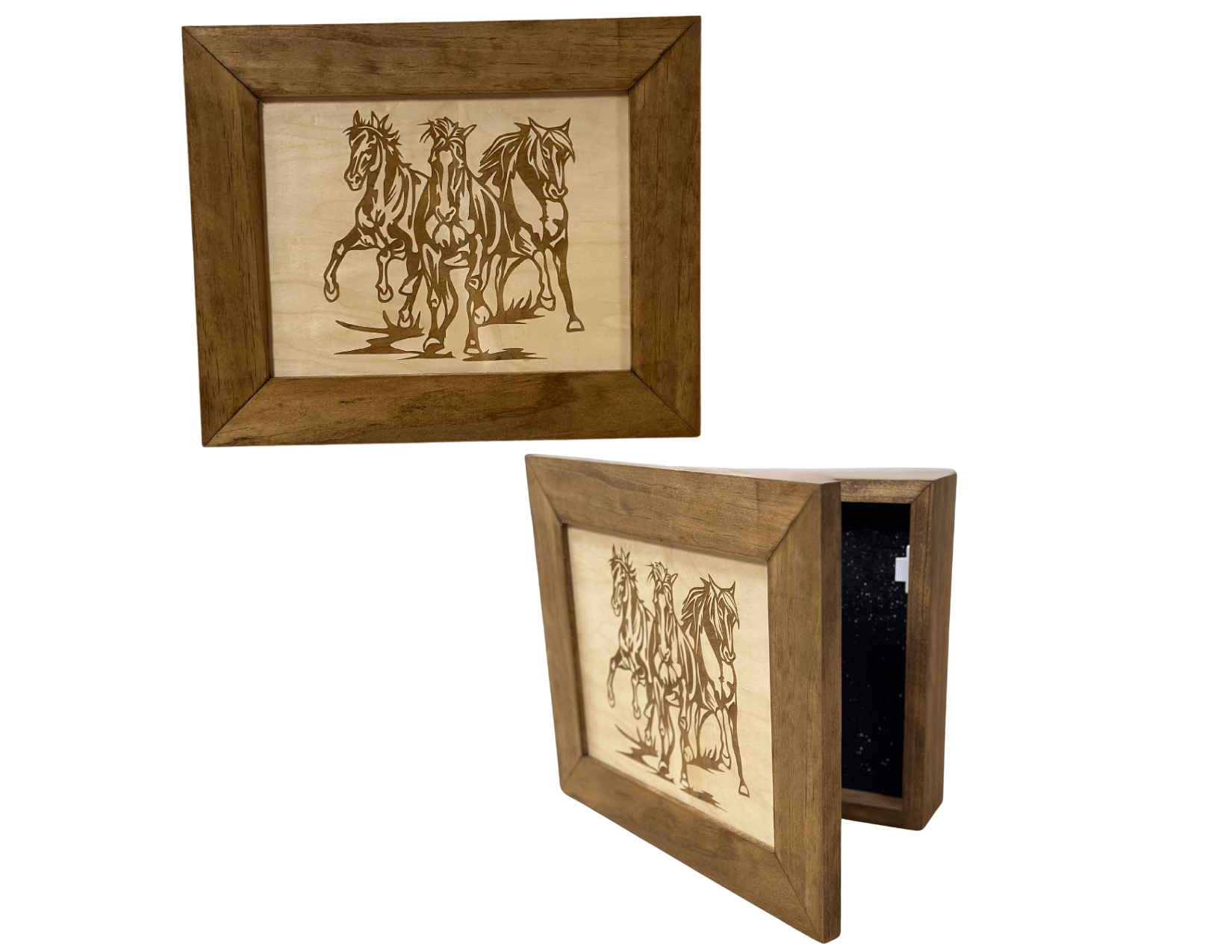 Wild Horses Gun Safe - Recessed In Wall or Wall Mounted Decorative Secure Gun Cabinet Armadillo Safe and Vault