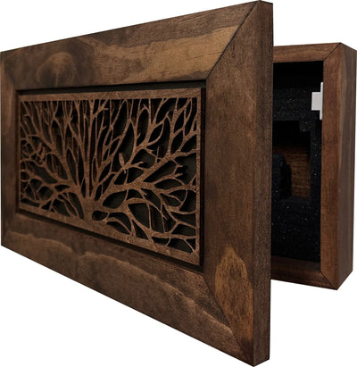 Wood Gun Cabinet Birds In A Tree Wall Decoration - Hidden Gun Safe To Securely Store Your Gun In Plain Sight Armadillo Safe and Vault