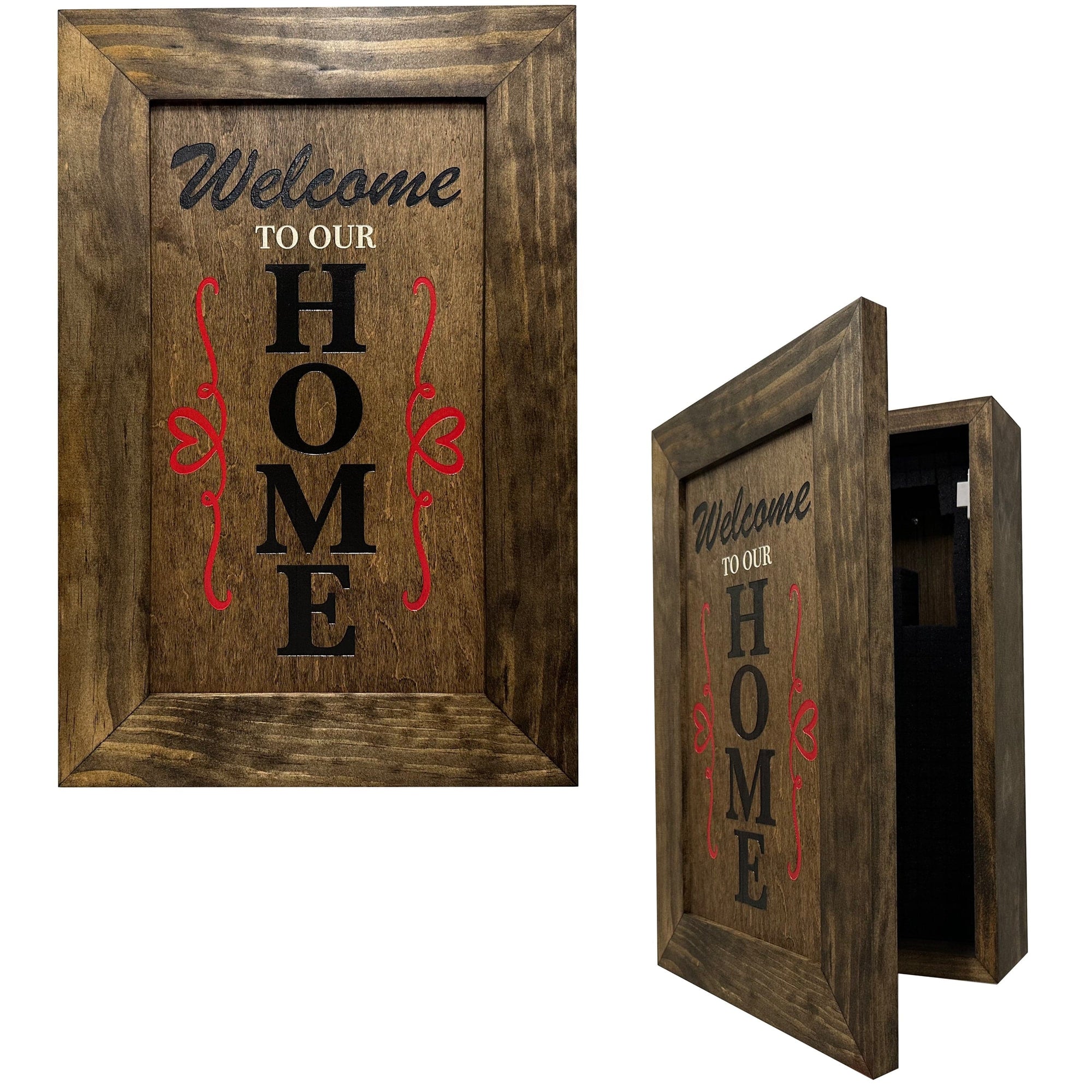 Wooden Secure Gun Safe Welcome to our Home Wall Decor (Jacobean) Armadillo Safe and Vault