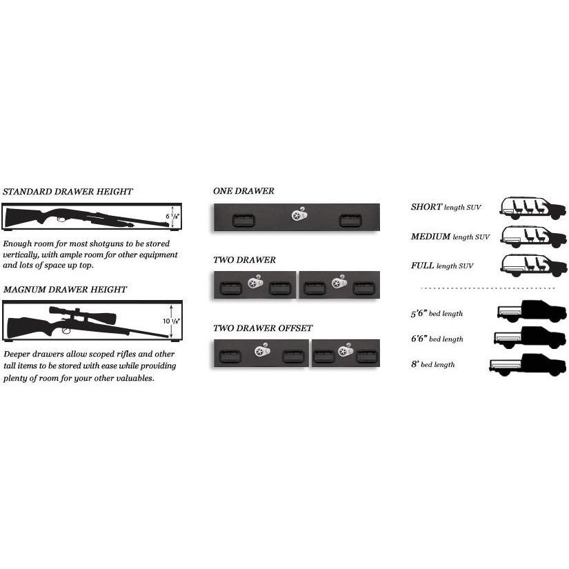 EXTREME TruckVault Mid size PICKUP (<44 wide) 2 drawer Armadillo Safe and Vault