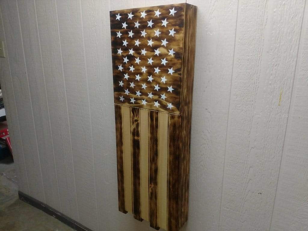 Liberty Home 39” X 14” Half Wooden American Flag Hidden Gun Case Armadillo Safe and Vault