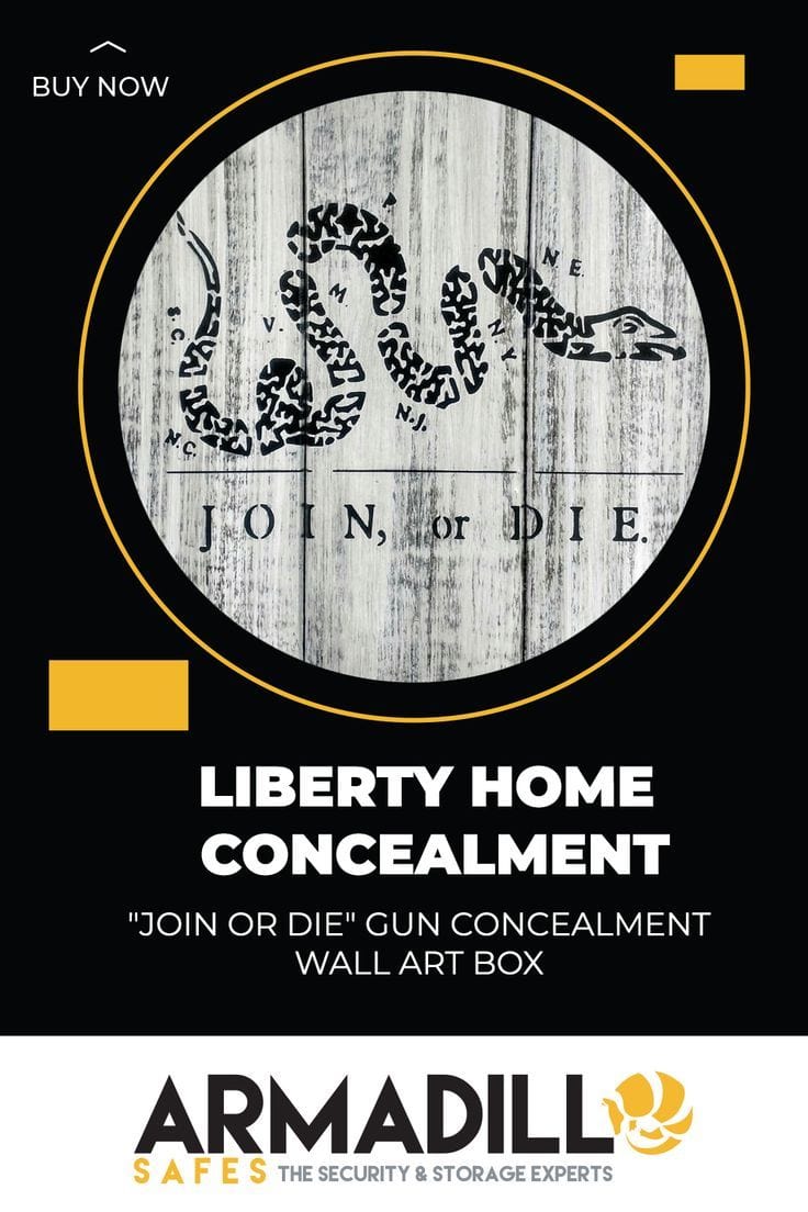 Liberty Home "Join Or Die" Gun Concealment Wall Art Box Armadillo Safe and Vault
