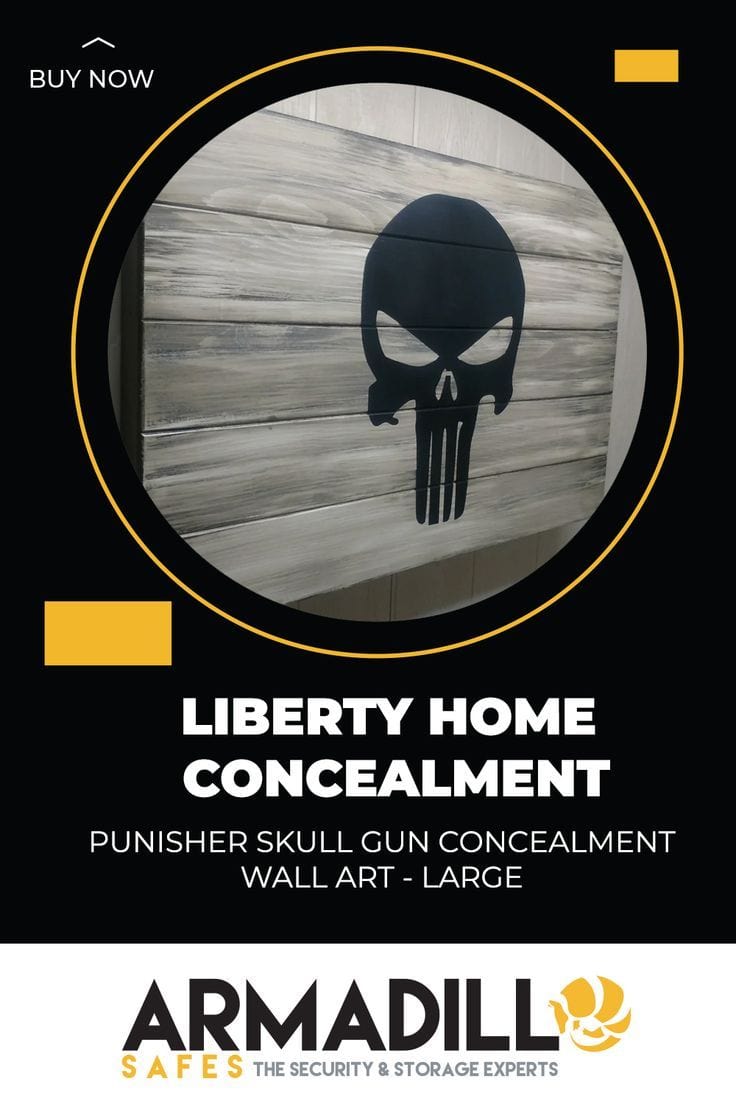 Liberty Home Large Punisher Skull Gun Concealment Wall Art Armadillo Safe and Vault