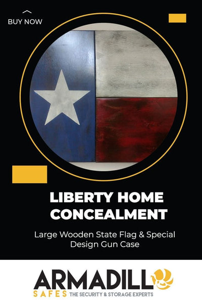 Liberty Home Large State & Specialty Wooden Concealment Flag Gun Case Armadillo Safe and Vault