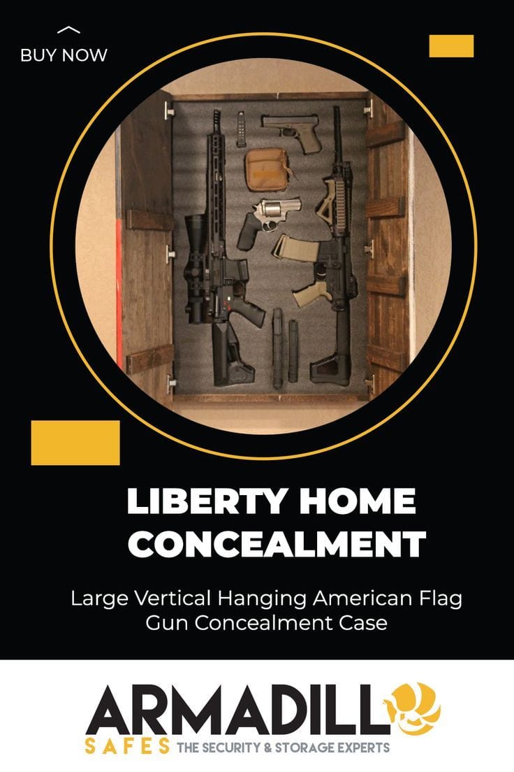 Liberty Home Large Vertical Hanging American Flag Gun Concealment Case Armadillo Safe and Vault