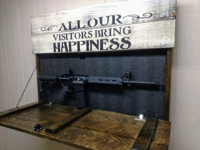 Liberty Home Large Visitors Bring Happiness Hidden Gun Storage Sign Armadillo Safe and Vault