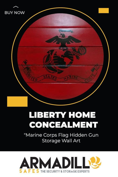 Liberty Home Marine Corps Flag Hidden Gun Storage Wall Art Armadillo Safe and Vault