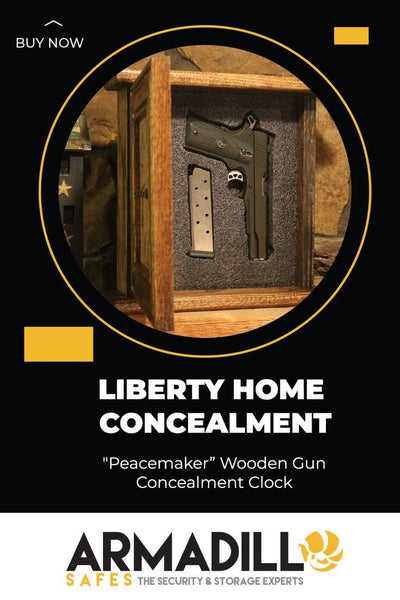 Liberty Home "Peacemaker” Wooden Gun Concealment Clock Armadillo Safe and Vault