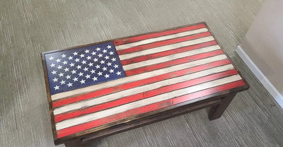 Liberty Home Rustic American Flag Gun Storage Coffee Table Armadillo Safe and Vault
