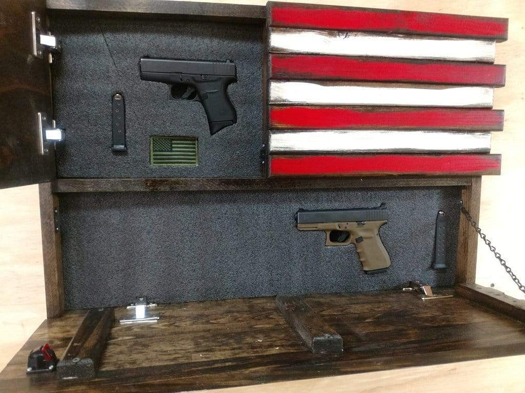 Liberty Home Small American Flag Gun Concealment Case with 2 Compartments Armadillo Safe and Vault