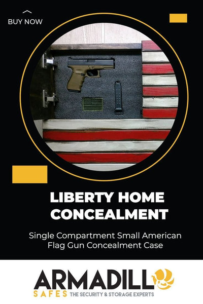 Liberty Home Small American Flag Gun Concealment Case with Single Compartment Armadillo Safe and Vault