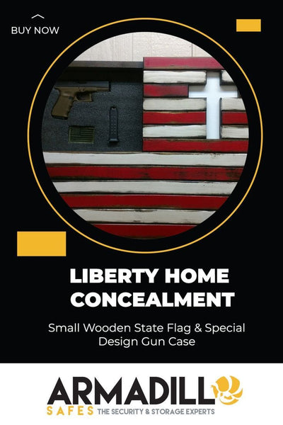 Liberty Home Small State & Specialty Wooden Concealment Flag Gun Case Armadillo Safe and Vault