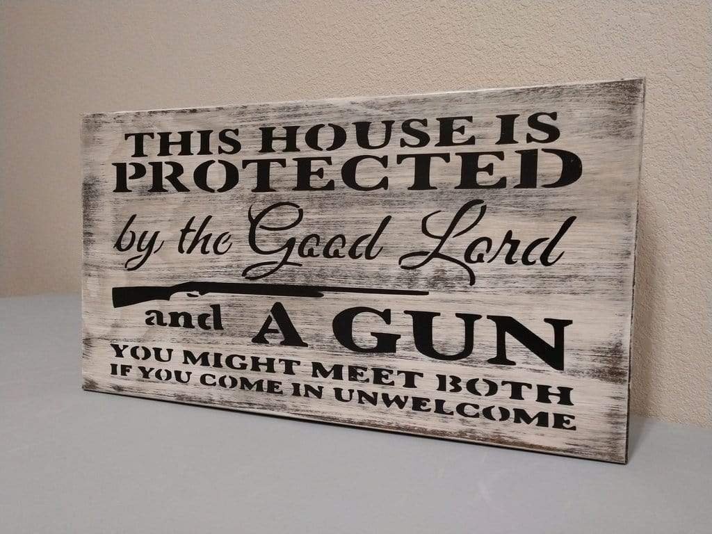 Liberty Home "This House Is Protected" Mini Gun Storage Sign Armadillo Safe and Vault