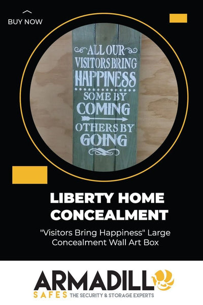 Liberty Home "Visitors Bring Happiness" Large Concealment Wall Art Box Armadillo Safe and Vault