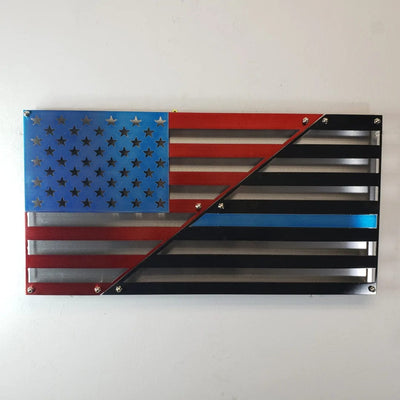 Metal Art of Wisconsin American Blue Line Double Layered US Flag Armadillo Safe and Vault