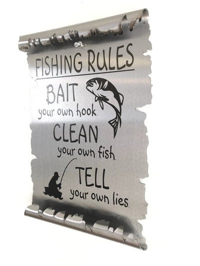 Metal Art of Wisconsin Fishing Rules Metal Scroll Armadillo Safe and Vault