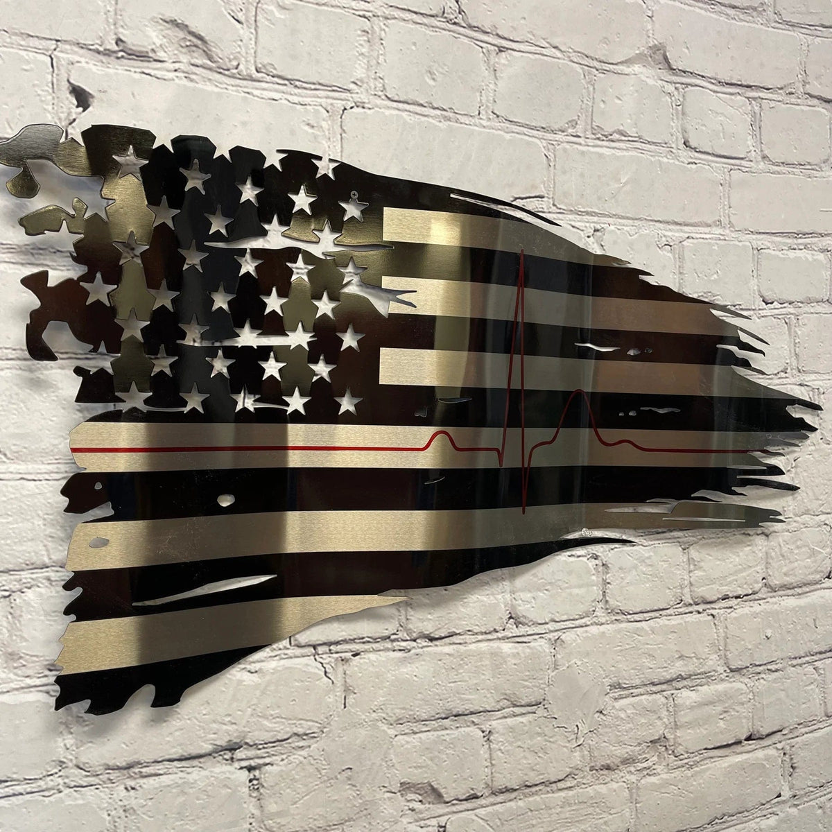 Metal Art of Wisconsin Medical Hero Old Glory with EKG Heart Beats Armadillo Safe and Vault