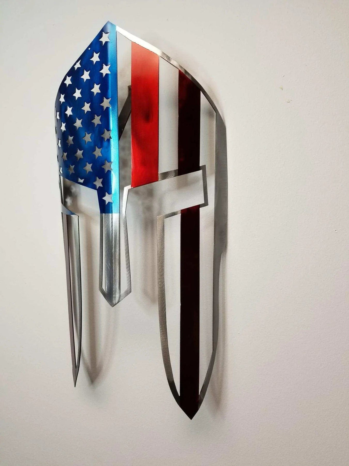 Metal Art of Wisconsin US Flag Spartan Mask / Wall Mounted Armadillo Safe and Vault