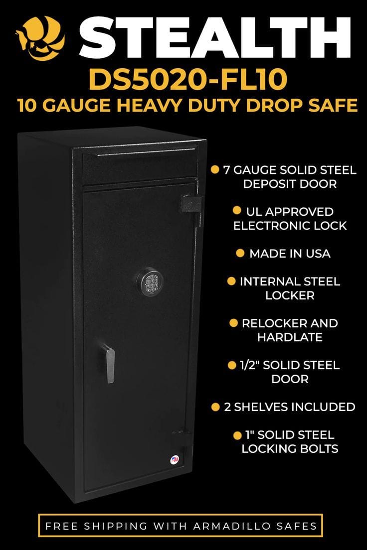 Stealth DS5020FL10 Drop Safe Heavy Duty Depository Vault Armadillo Safe and Vault
