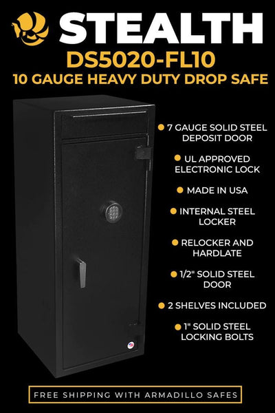 Stealth DS5020FL10 Drop Safe Heavy Duty Depository Vault Armadillo Safe and Vault